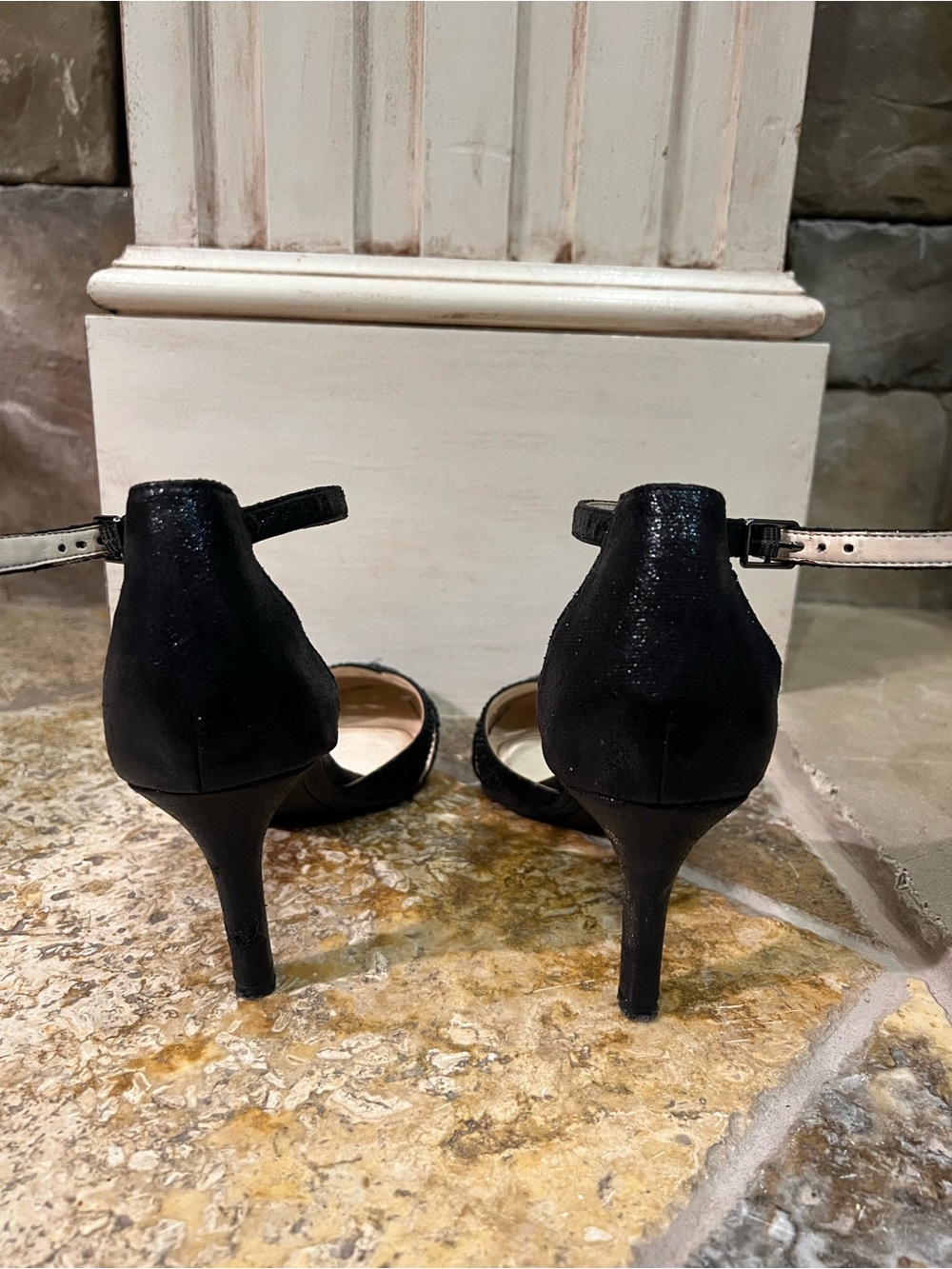 Alex Marie Black Crystal Ankle-Strap Heels - Picture 3 of 6